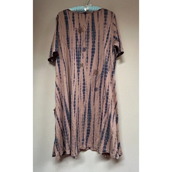 The Added Touch Unique Wearable Art Tie Dye Dress Large Brown/Black Lagenlook - Picture 2 of 8